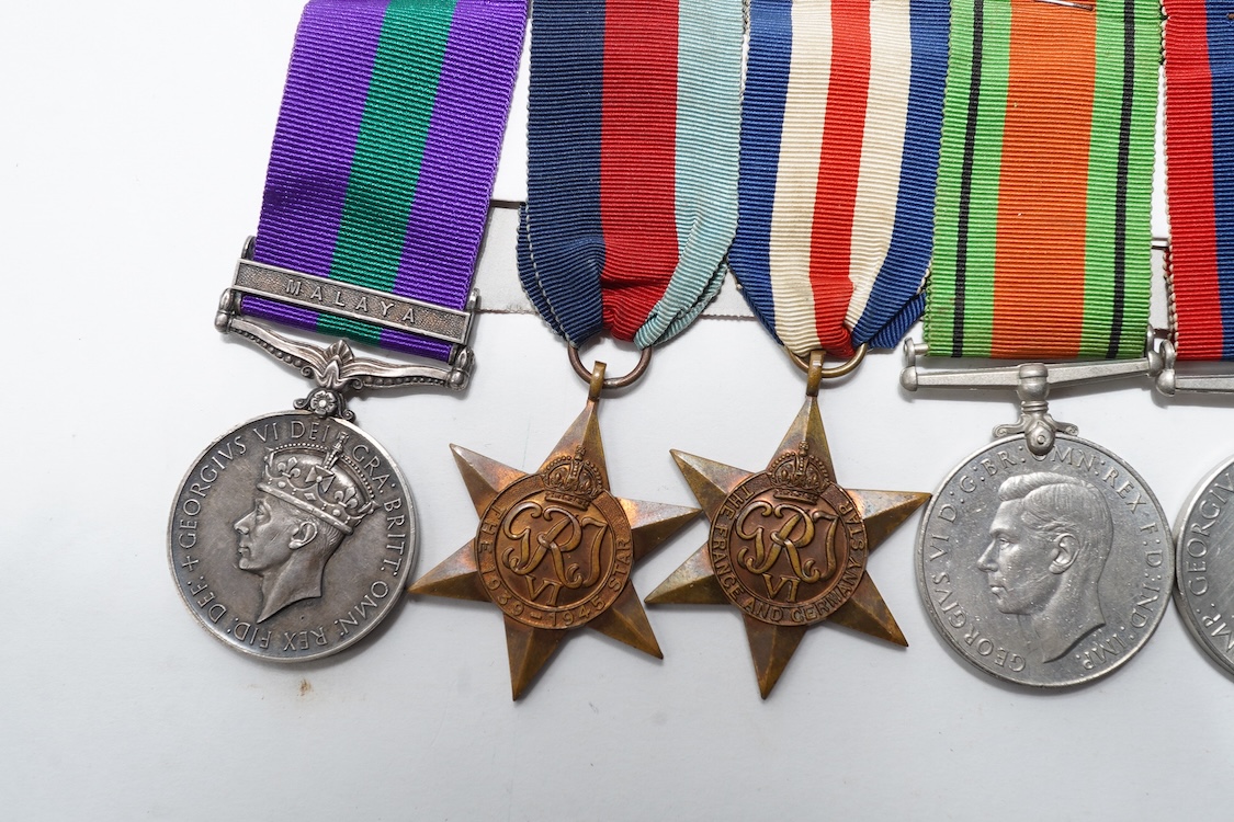 A WWII medal group awarded to Sqdn. Ldr. J.M. Anderson. R.A.F., also engraved under the ranks of Private (7260344), and Flight Officer, comprising of seven medals (three engraved)
